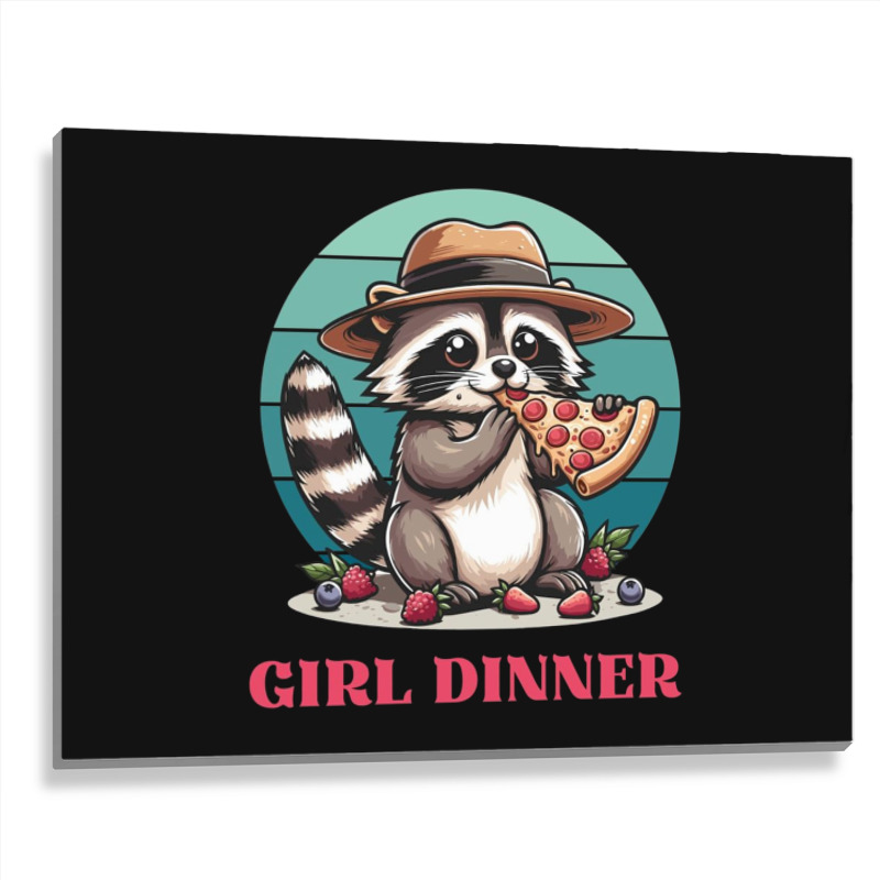 Girl Dinner - Racoon Eating Pizza Metal Print Horizontal | Artistshot