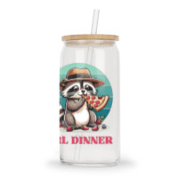 Girl Dinner - Racoon Eating Pizza Glass Tumbler | Artistshot