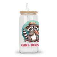 Girl Dinner - Racoon Eating Pizza Glass Tumbler | Artistshot