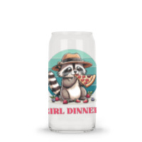 Girl Dinner - Racoon Eating Pizza Glass Tumbler | Artistshot