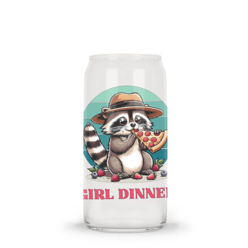 Girl Dinner - Racoon Eating Pizza Glass Tumbler | Artistshot