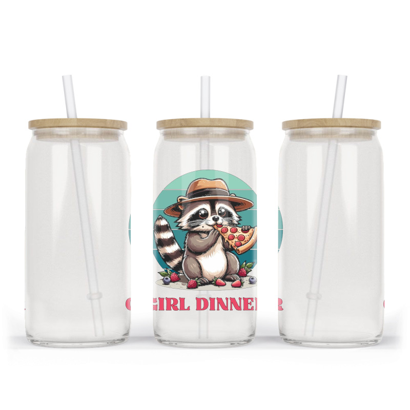 Girl Dinner - Racoon Eating Pizza Glass Tumbler | Artistshot