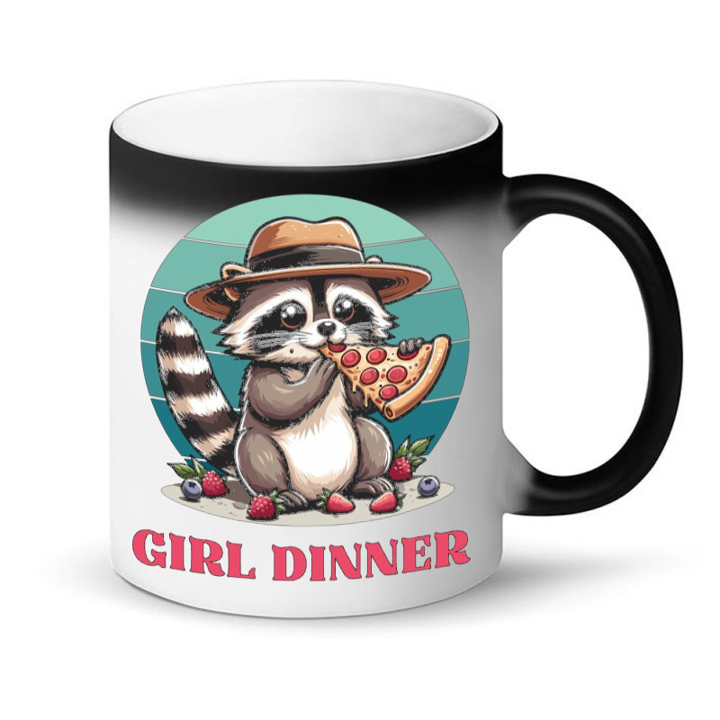 Girl Dinner - Racoon Eating Pizza Magic Mug | Artistshot