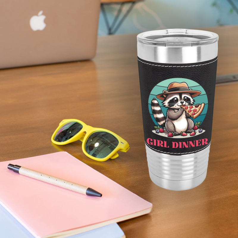 Girl Dinner - Racoon Eating Pizza Leatherette Tumbler | Artistshot