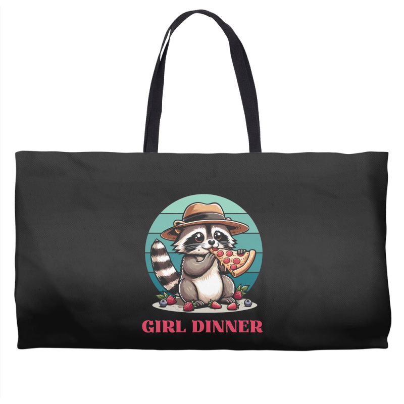 Girl Dinner - Racoon Eating Pizza Weekender Totes | Artistshot