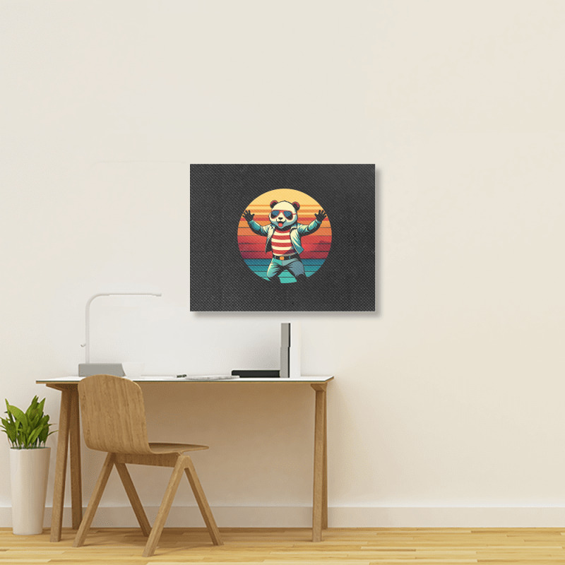 Panda Vintage Landscape Canvas Print | Artistshot