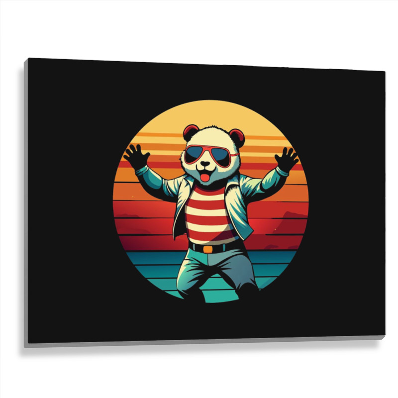 Panda Vintage Metal Print Horizontal | Artistshot