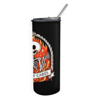 Skeleton Nobody Cares Skinny Tumbler | Artistshot