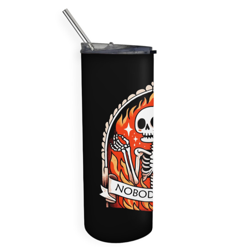 Skeleton Nobody Cares Skinny Tumbler | Artistshot