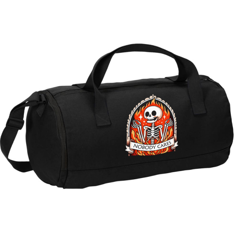 Skeleton Nobody Cares Duffel Bag | Artistshot