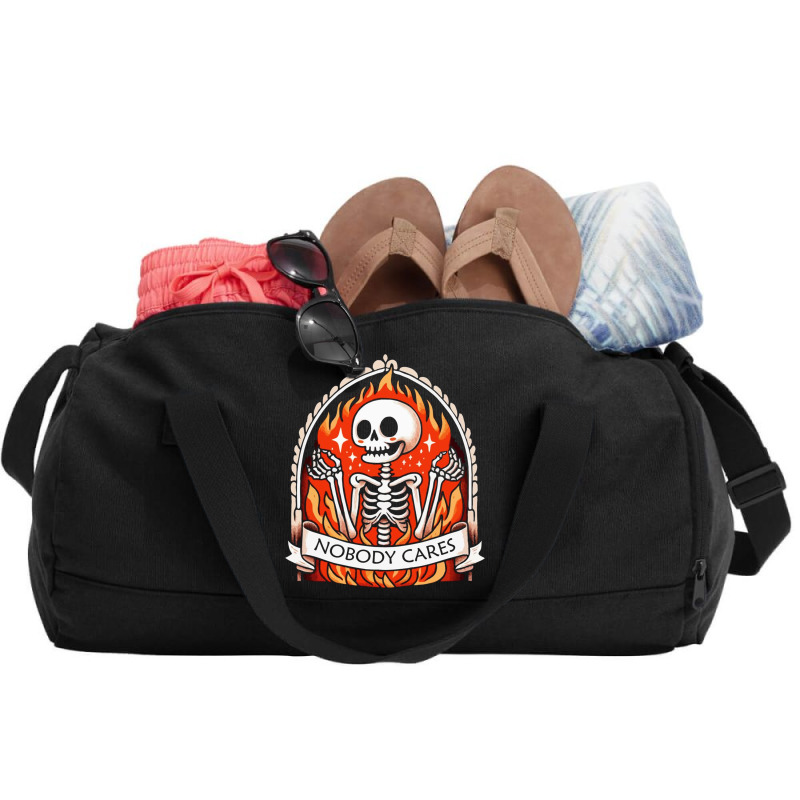 Skeleton Nobody Cares Duffel Bag | Artistshot