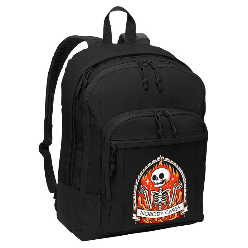 Skeleton Nobody Cares Basic Backpack | Artistshot