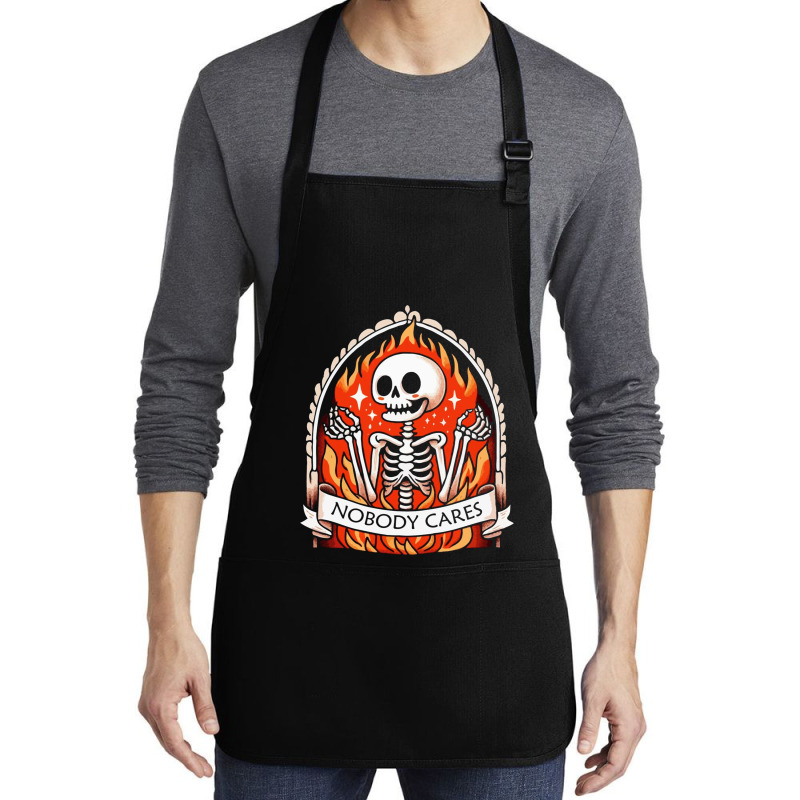 Skeleton Nobody Cares Medium-length Apron | Artistshot