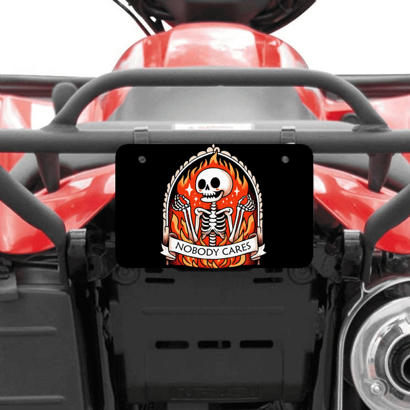 Skeleton Nobody Cares Atv License Plate | Artistshot