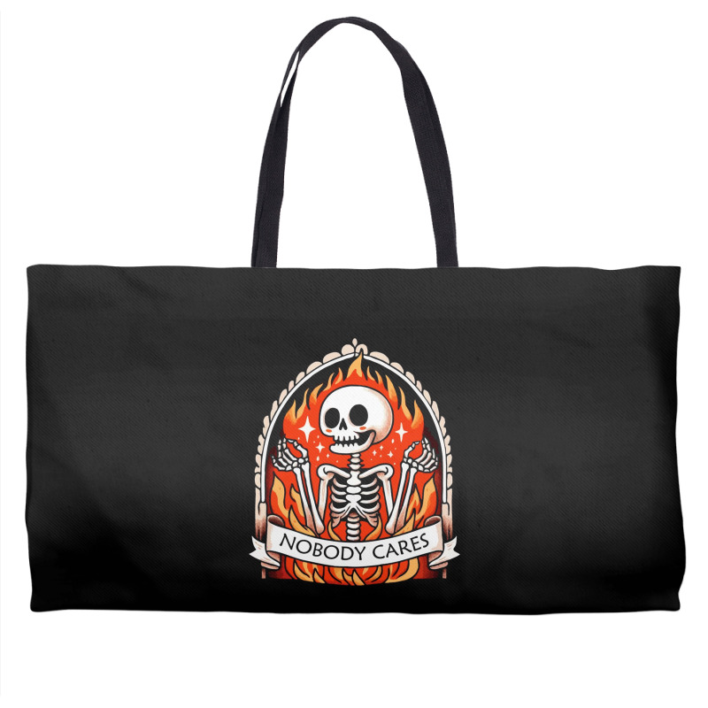 Skeleton Nobody Cares Weekender Totes | Artistshot