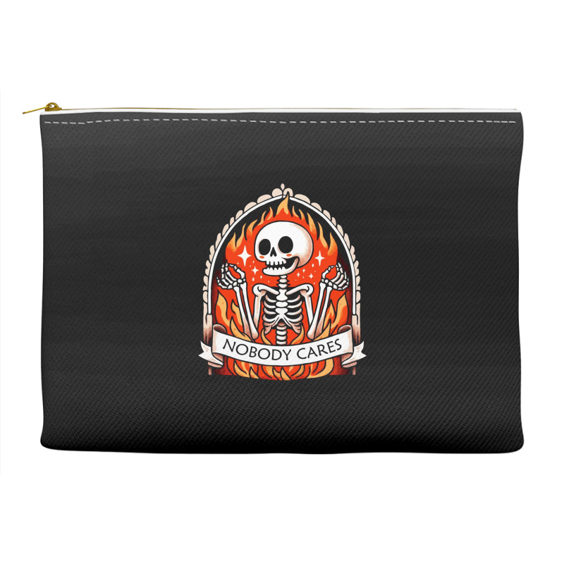 Skeleton Nobody Cares Accessory Pouches | Artistshot