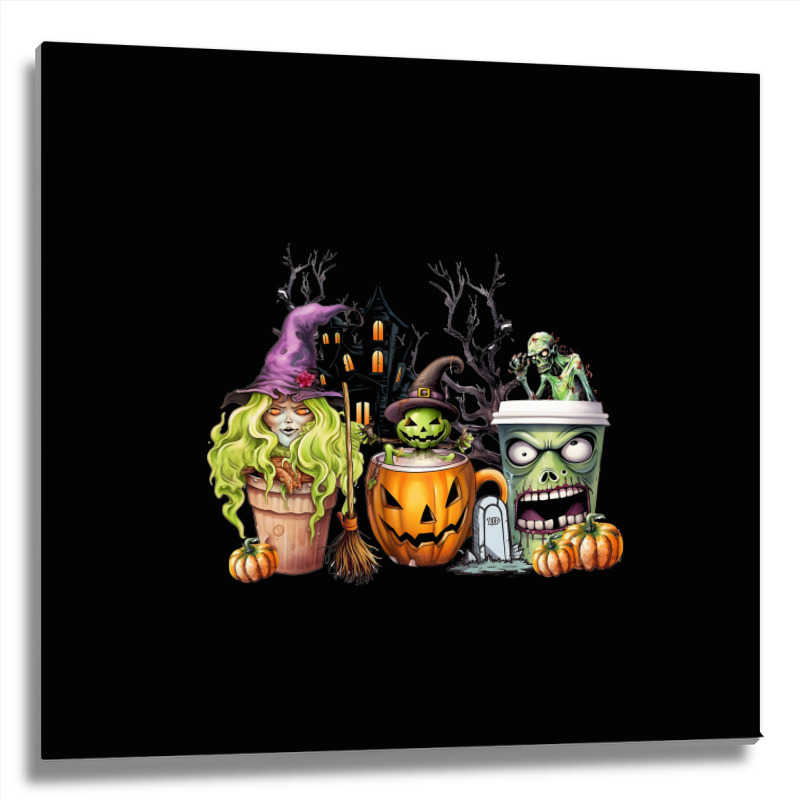 Spooky Coffee Halloween Metal Print Square | Artistshot