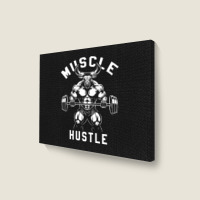 Muscle Hustle Bull Gym Landscape Canvas Print | Artistshot