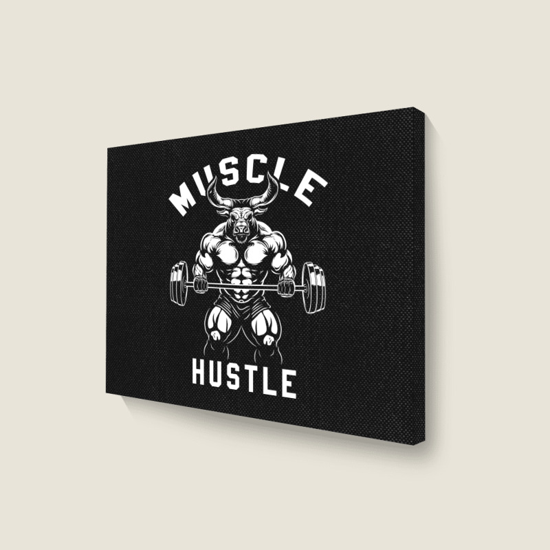 Muscle Hustle Bull Gym Landscape Canvas Print | Artistshot