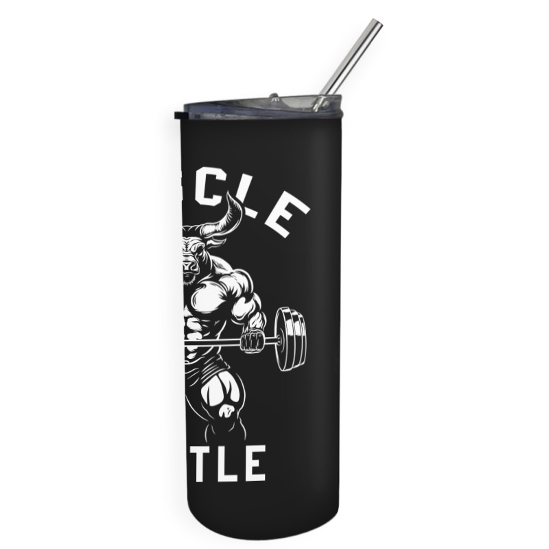 Muscle Hustle Bull Gym Skinny Tumbler | Artistshot