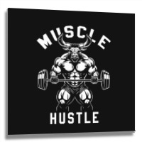 Muscle Hustle Bull Gym Metal Print Square | Artistshot