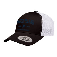 Block Island Rhode Island Ri Vintage Athletic Navy Sports De Retro Trucker Cap | Artistshot