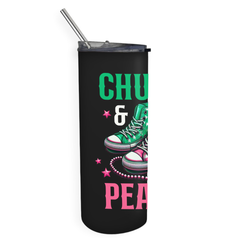 Chucks And Pearls Skinny Tumbler | Artistshot