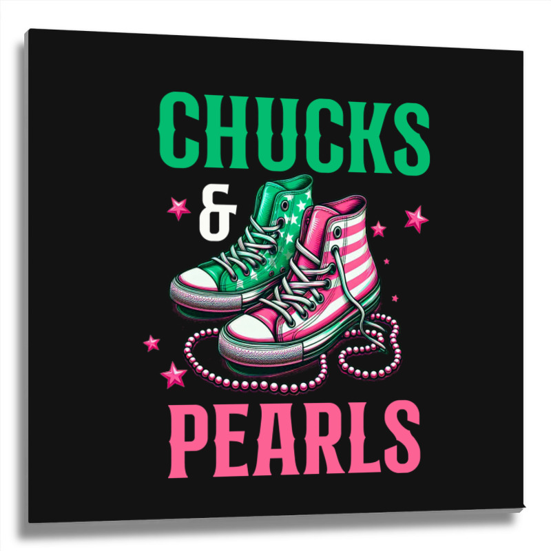 Chucks And Pearls Metal Print Square | Artistshot