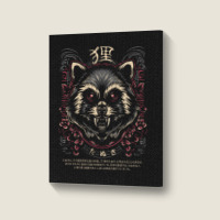 Tanuki Japan Trash Cat Portrait Canvas Print | Artistshot