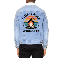 Quotes I Like To Make Sparks Fly Unisex Sherpa-lined Denim Jacket | Artistshot