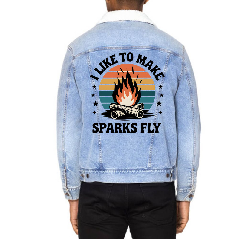 Quotes I Like To Make Sparks Fly Unisex Sherpa-Lined Denim Jacket by ArtMikailah | Artistshot