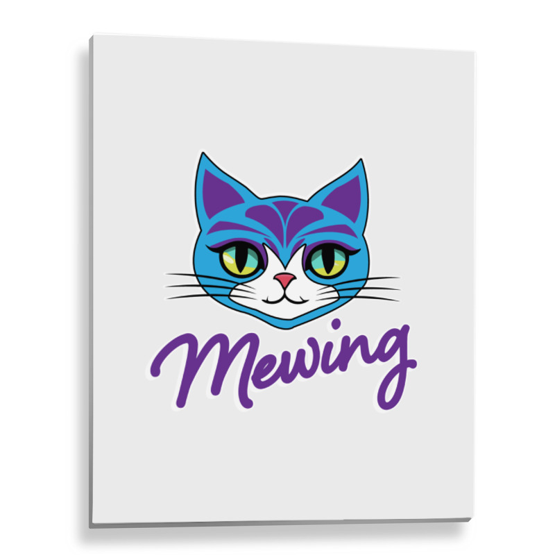 Mewing Cat Looksmaxxing Metal Print Vertical | Artistshot