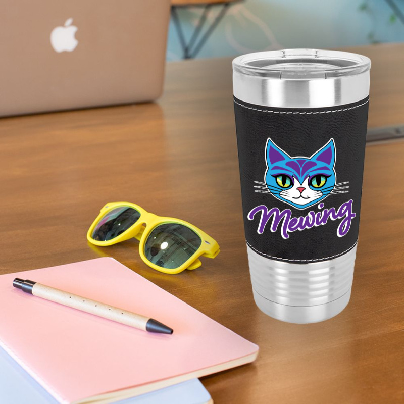 Mewing Cat Looksmaxxing Leatherette Tumbler | Artistshot