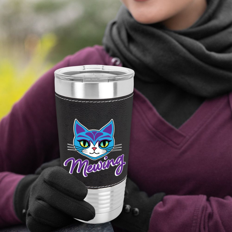 Mewing Cat Looksmaxxing Leatherette Tumbler | Artistshot