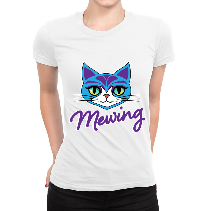 Mewing Cat Looksmaxxing Ladies Fitted T-Shirt by Kasey | Artistshot