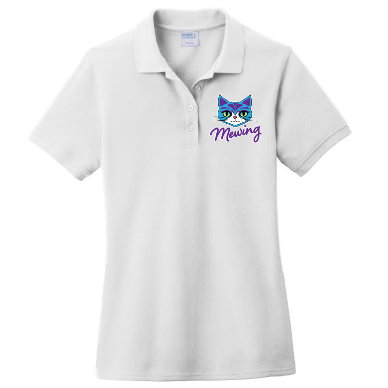 Mewing Cat Looksmaxxing Ladies Polo Shirt by Kasey | Artistshot