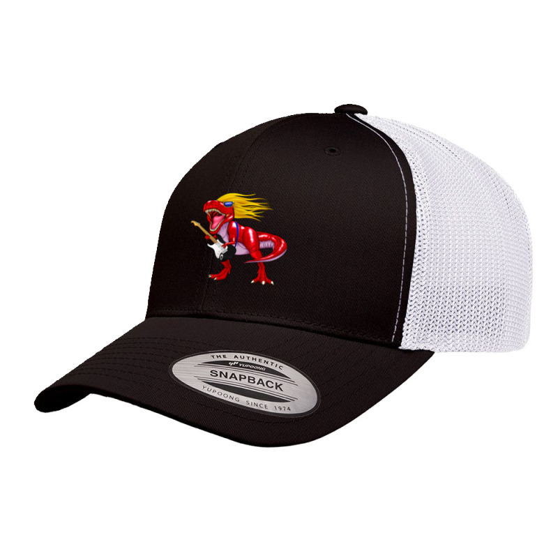 Dinosaur Rex Rock And Roll Shir Guiar Gif Men Kids Retro Trucker Cap | Artistshot