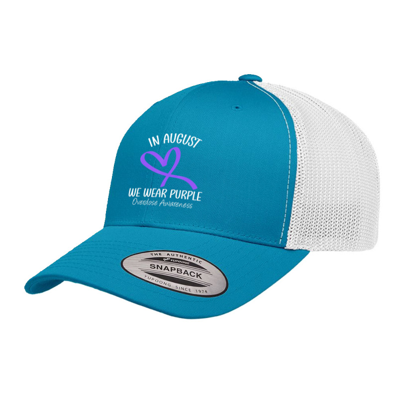 Heart Ribbon August We Wear Purple Overdose Awareness Month Retro Trucker Cap by Kenlofu52 | Artistshot