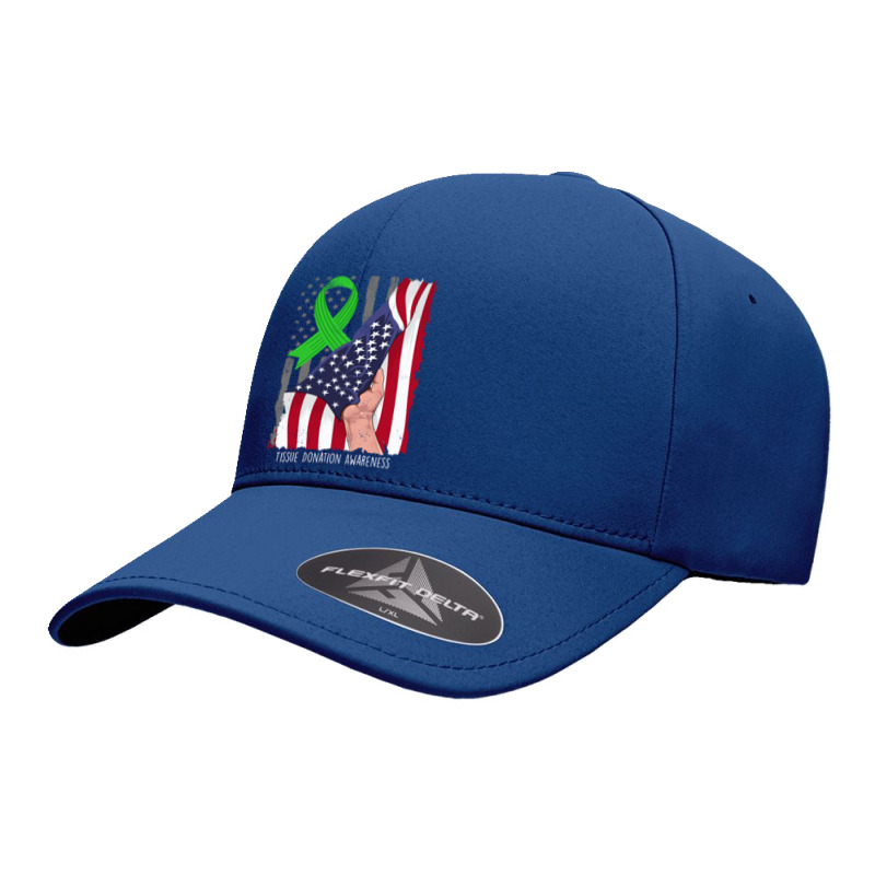 Tissue Donation Awareness Vintage American Flag Green Ribbon Sweatshir Seamless Cap by cm-arts | Artistshot