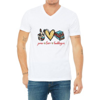 Peace Love Bookkeeper V-neck Tee | Artistshot