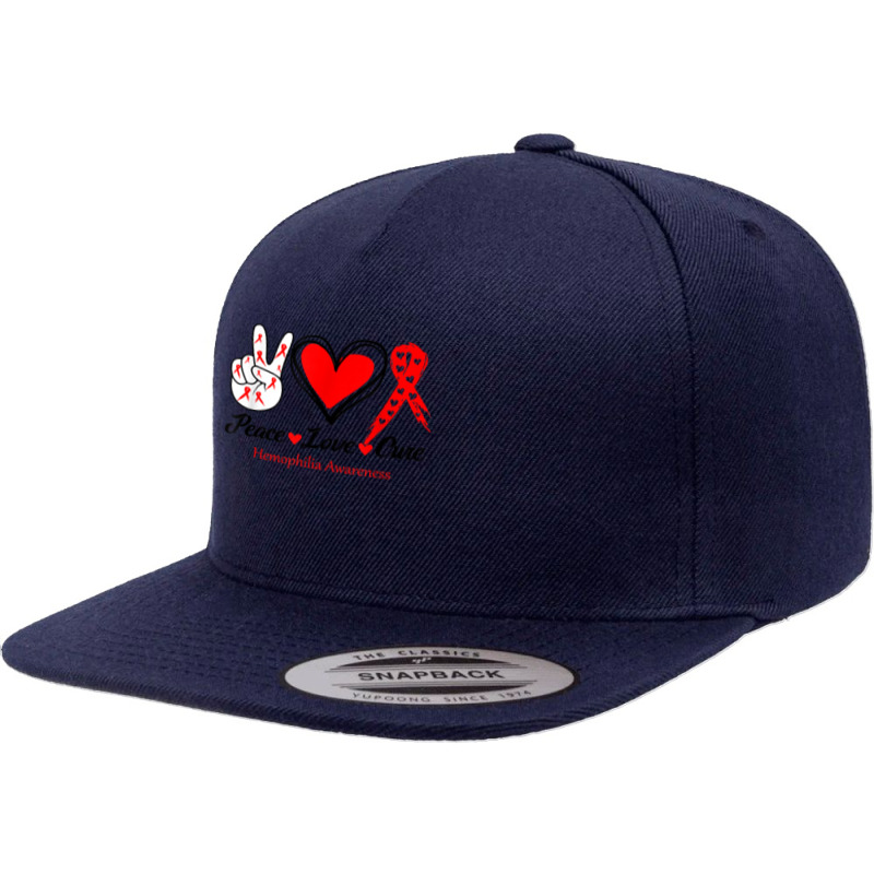 Peace Love Cure Hemophilia Awareness T Shirt 5 panel snapback cap by cm-arts | Artistshot