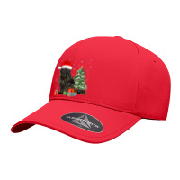 Black Cat Santa Tangled Up In Christmas Lights Xmas Tree Seamless Cap | Artistshot