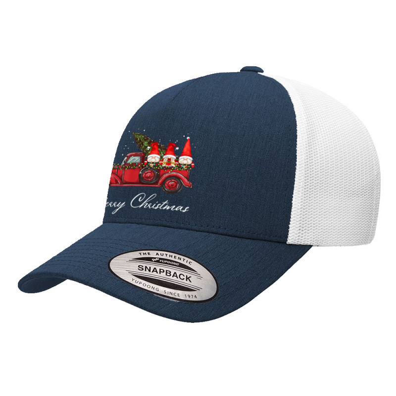 Three Gnomes In Red Truck With Merry Christmas Tree Yupoong Trucker Cap | Artistshot