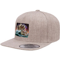 Monster Raccoon As Kraken Attack A War Ship At High Seas 5 Panel Snapback Cap | Artistshot