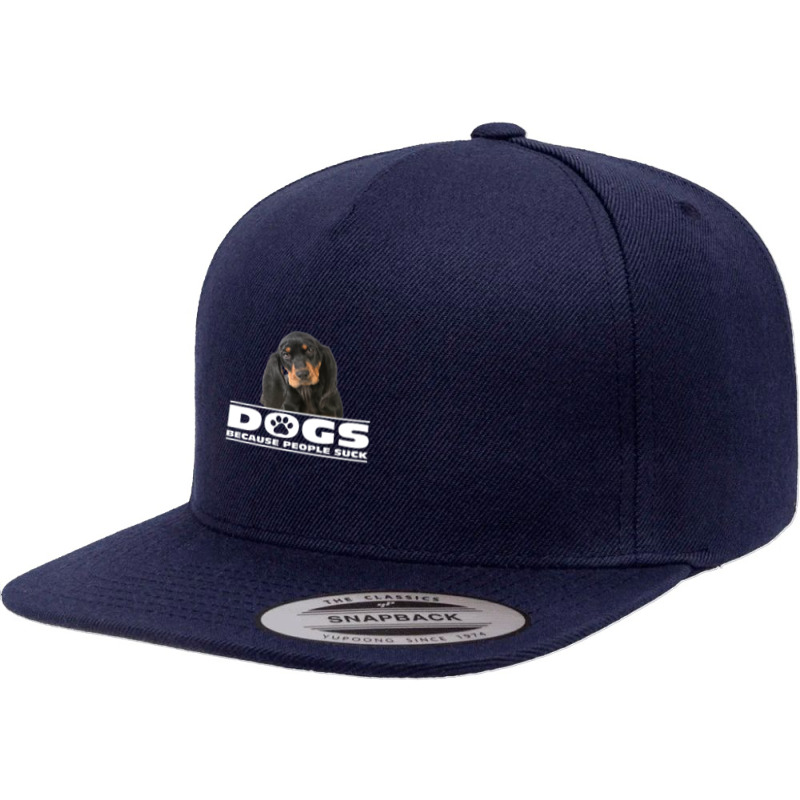 Dogs Because People Suck Black And Tan Coonhound 5 panel snapback cap by SamtBetty | Artistshot