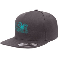 Octopus Cool Vintage Marine Biologist Ocean Sea Life 2 5 Panel Snapback Cap | Artistshot