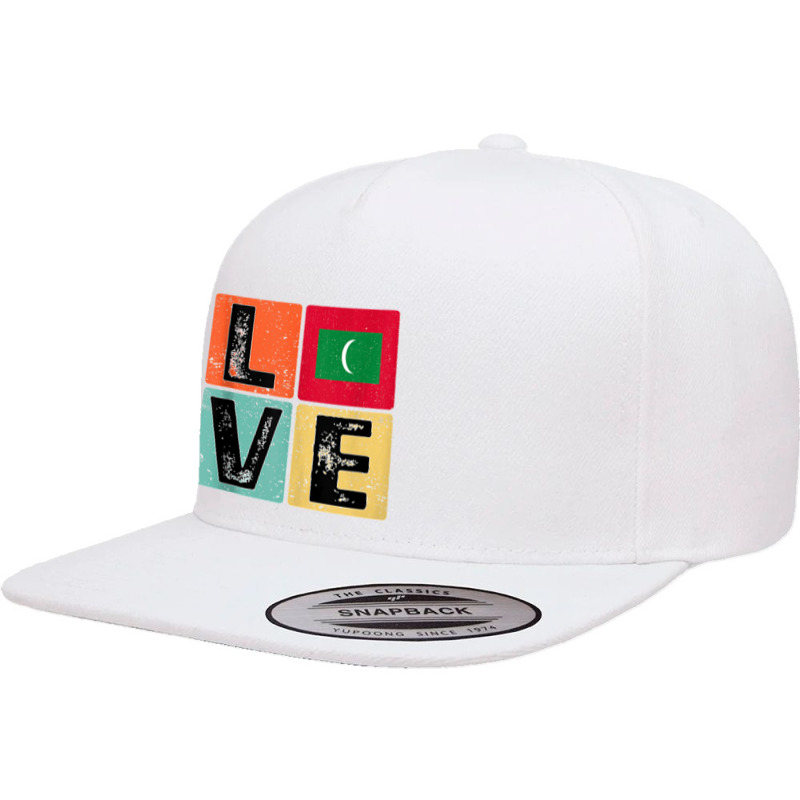 Vintage Retro I Love Maldives Flag For Maldivian Pride Gift Tank Top 5 Panel Snapback Cap | Artistshot