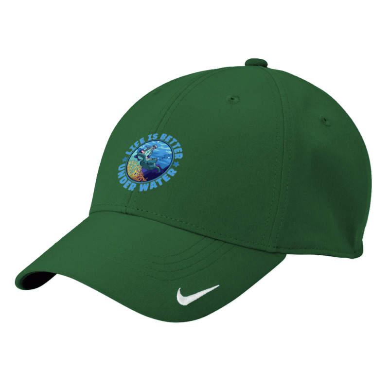 Life Is Better Under Water Marine Biology Scuba Diver Premium Nike Dri-fit Cap | Artistshot