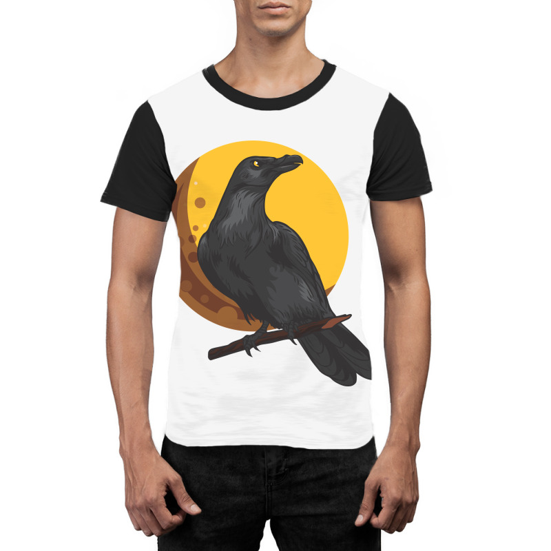 Crow, Bird, Birds, Black, Moon, Animal, Animals Graphic T-shirt by HILstore | Artistshot