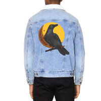 Crow, Bird, Birds, Black, Moon, Animal, Animals Unisex Sherpa-lined Denim Jacket | Artistshot